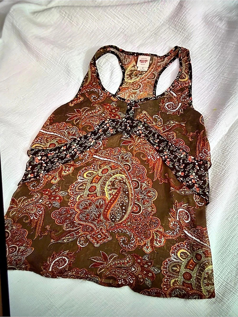 Mossimo Supply Co. Paisley Tank Top in Brown & Orange Size Small NWT